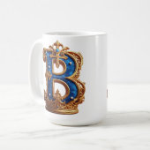 Royal Blue Letter B Monogram コーヒーマグカップ (正面左)