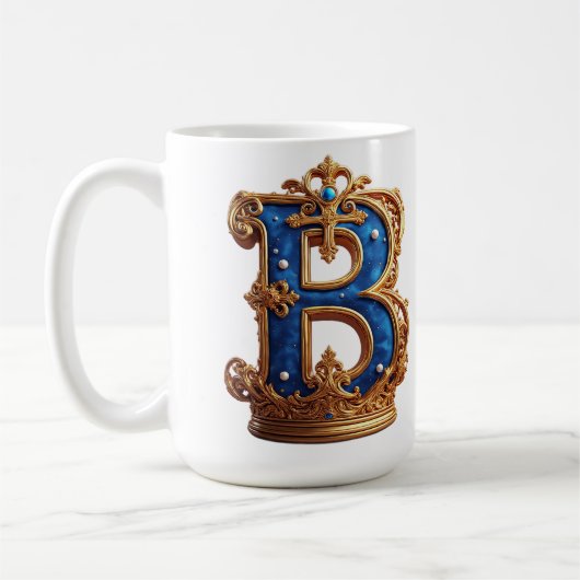Royal Blue Letter B Monogram コーヒーマグカップ (左)