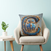 Royal Blue Letter C Monogram クッション (椅子)