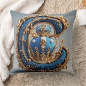 Royal Blue Letter C Monogram クッション (ブランケット)