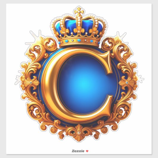 Royal Blue Letter C Monogram シール (シート)