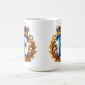 Royal Blue Letter E Monogram コーヒーマグカップ (中央)