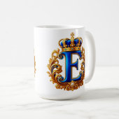 Royal Blue Letter E Monogram コーヒーマグカップ (正面右)