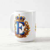 Royal Blue Letter E Monogram コーヒーマグカップ (正面左)