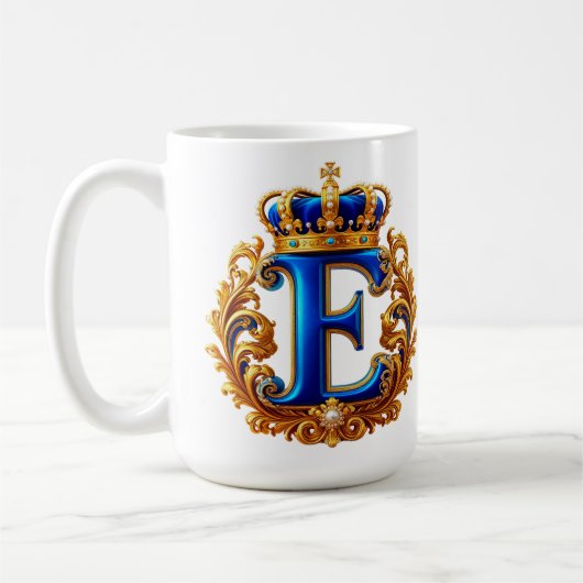 Royal Blue Letter E Monogram コーヒーマグカップ (左)