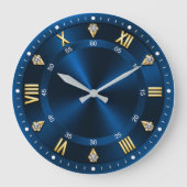 Royal Blue Luxury Crystal Accents  ラージ壁時計 (正面)