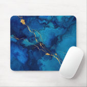 Royal Blue Marble Gold Accent Mousepad マウスパッド (マウス)