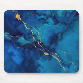 Royal Blue Marble Gold Accent Mousepad マウスパッド