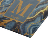 Royal Blue Marble with Golden Veins Monogram カッティングボード (角)