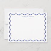 Royal Blue Modern Wavy Border Note Card 招待状 (正面)