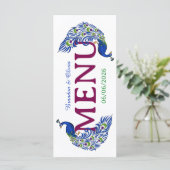 Royal Blue Peacock Wedding Flat Menu メニュー (スタンド正面)