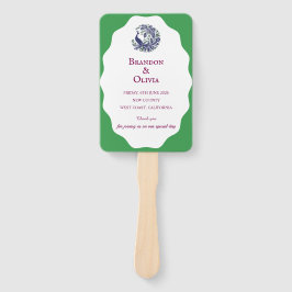 Royal Blue Peacock Wedding Program Set of Fans ハンドファン