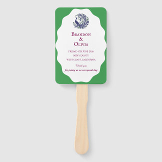 Royal Blue Peacock Wedding Program Set of Fans ハンドファン