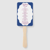 Royal Blue Peacock Wedding Program Set of Fans ハンドファン (裏面)