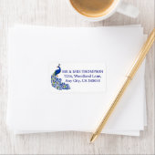 Royal Blue Peacock Wedding Return Address Label ラベル (インサイチュ)