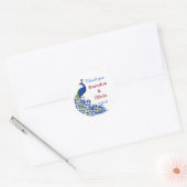 Royal Blue Peacock Wedding Stickers & Labels ラウンドシール (封筒)