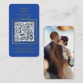 Royal Blue | Photo Online RSVP QR Code Wedding  エンクロージャーカード (正面/裏面)