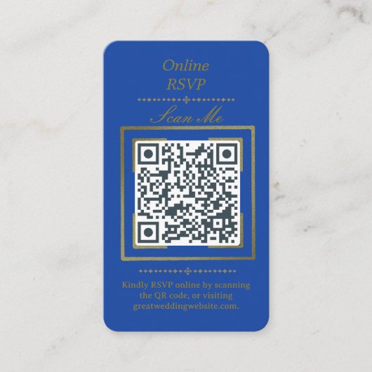 Royal Blue | Photo Online RSVP QR Code Wedding  エンクロージャーカード (正面)