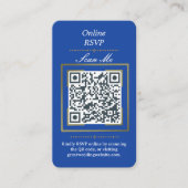 Royal Blue | Photo Online RSVP QR Code Wedding  エンクロージャーカード (正面)