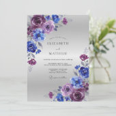 Royal Blue Plum Painterly Winter Wedding 招待状 (スタンド正面)