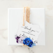 Royal Blue Purple Blooms Wedding Thank You フェイバータグ (インサイチュ)