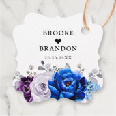 Royal Blue Purple Blooms Wedding Thank You フェイバータグ (裏面)