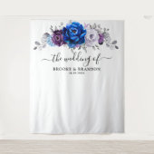 Royal Blue Purple Lilac Blooms Wedding Backdrop   タペストリー (正面)