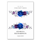 Royal Blue Purple Lilac Blooms Wedding Place Card テーブルナンバー (正面)