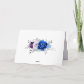 Royal Blue Purple Navy Lilac Blooms Bridal Shower サンキューカード (裏面)