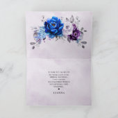 Royal Blue Purple Navy Lilac Blooms Bridal Shower サンキューカード (内部)