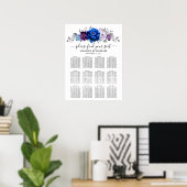 Royal Blue Purple Navy Lilac Blooms Seating Chart ポスター (ホームオフィス)