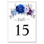 Royal Blue Purple Navy Lilac Blooms Wedding テーブルナンバー (裏面)