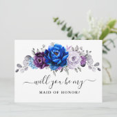 Royal Blue Purple Will you be my Maid of Honor 招待状 (スタンド正面)