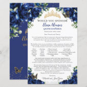 Royal Blue Quinceanera 15 Sponsor Request Letter (正面/裏面)