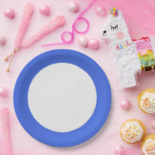 Royal Blue Rim Paper Plate – Customizable ペーパープレート (パーティー)