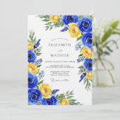 Royal Blue Rose Botanical Wedding 招待状 (スタンド正面)