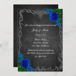 Royal Blue Rose Chalk Board Fall Engagement Party 招待状