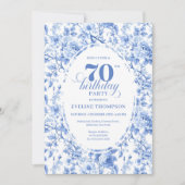 Royal Blue Roses 70th Birthday Invitation 招待状 (正面)