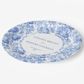 Royal Blue Roses Chic Wedding Paper Plates ペーパープレート (アングル)