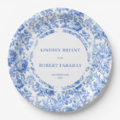 Royal Blue Roses Chic Wedding Paper Plates ペーパープレート (正面)