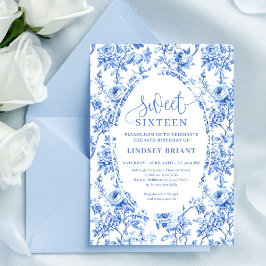 Royal Blue Roses Digital Sweet Sixteen Invitation 招待状