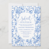 Royal Blue Roses Digital Sweet Sixteen Invitation 招待状 (正面)