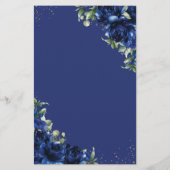Royal Blue Roses Floral Flowers Menu Sheet  チラシ (裏面)