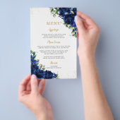 Royal Blue Roses Floral Flowers Menu Sheet  チラシ (ハンドル)