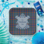 Royal Blue Scottish Tartan,Family Crest,red,blue ペーパープレート (パーティー)