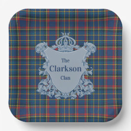 Royal Blue Scottish Tartan,Family Crest,red,blue ペーパープレート
