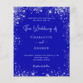 Royal blue silver budget wedding invitation チラシ (正面)