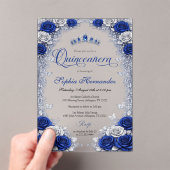 Royal Blue & Silver Quinceanera  アクリル招待状 (インサイチュ (ポータブル))