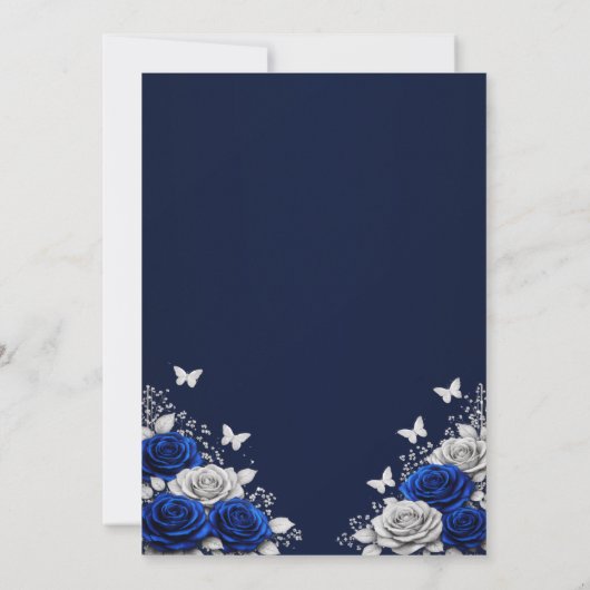 Royal Blue & Silver Quinceanera Invitation  招待状 (裏面)