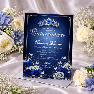 Royal Blue & Silver Quinceanera Invitation  招待状